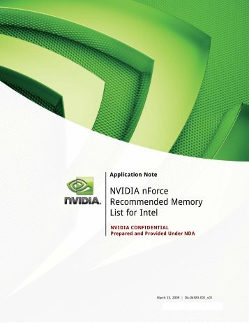 Memory Compatibility List - Nvidia