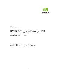 NVIDIA Tegra 4 Family CPU Architecture 4-PLUS-1 Quad core