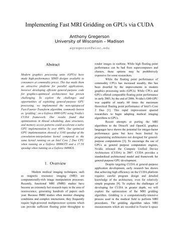 Implementing Fast MRI Gridding on GPUs via CUDA - NVIDIA