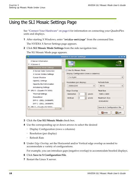 Drivers for Windows NVIDIA SLI Mosaic Mode User's Guide