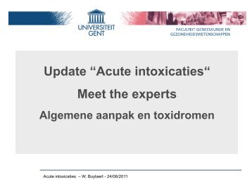 Algemene aanpak en toxidromen, Walter Buylaert, UZ Gent - nvkfb