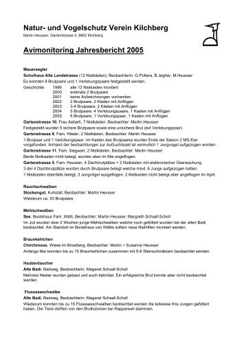 Avimonitoring Jahresbericht 2005 als PDF - Natur- und Vogelschutz ...