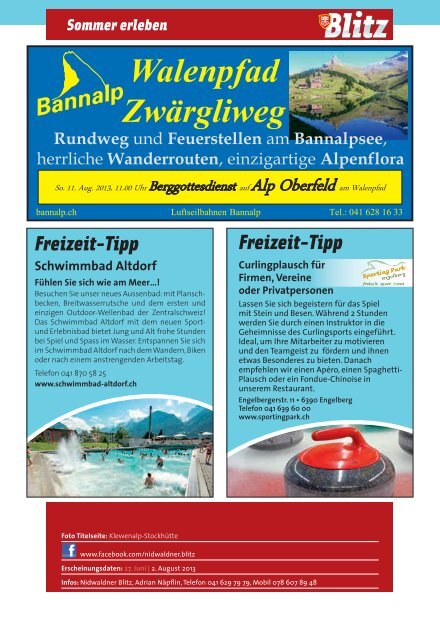 Freizeit-Tipp - Nidwaldner Blitz