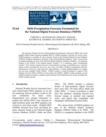 MOS Precipitation Forecasts Formatted for the NDFD - National ...