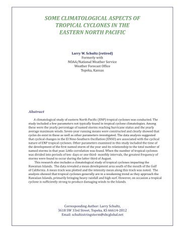 some climatological aspects of tropical cyclones in the eastern north ...