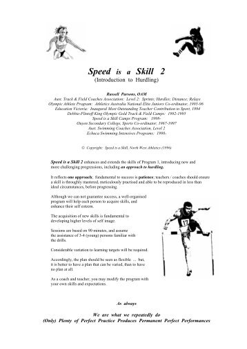 Speed is a Skill 2 (Introduction to Hurdling) - North West Athletics