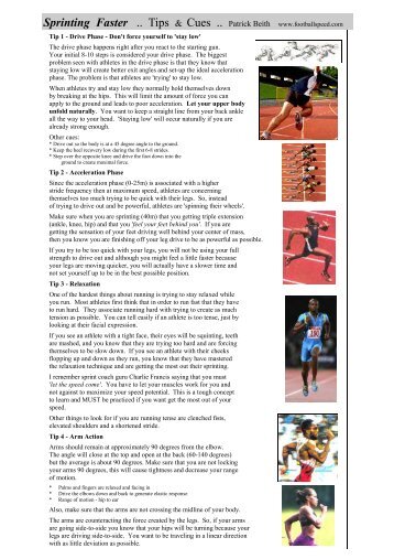 Sprinting Faster .. Tips & Cues .. Patrick Beith - North West Athletics