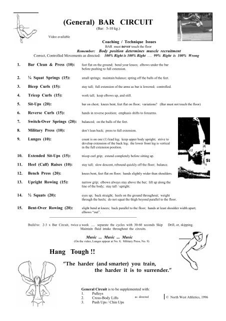 Bar Circuit - North West Athletics