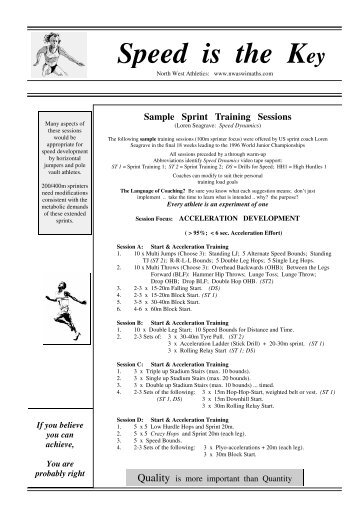 Sprint Training Ideas - North West Athletics