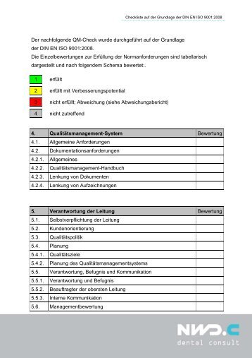 Checkliste DIN EN ISO 9001:2008 - NWD.C dental consult