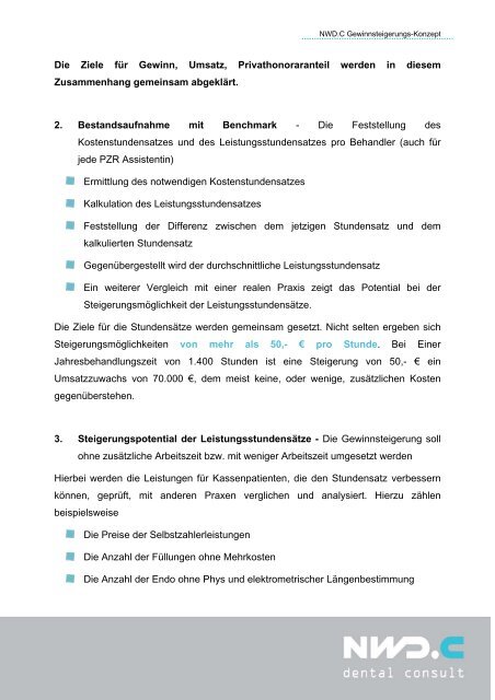 Konzept zur Gewinnsteigerung - NWD.C dental consult