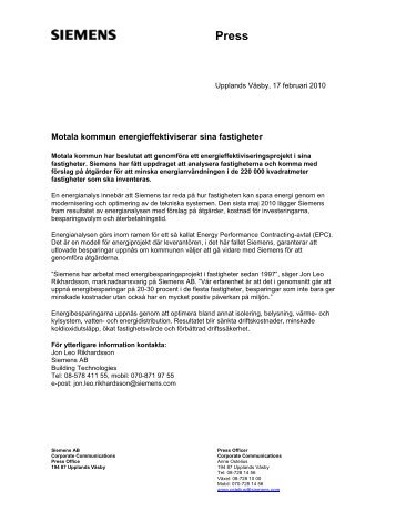 Pressmeddelandet som pdf - Siemens