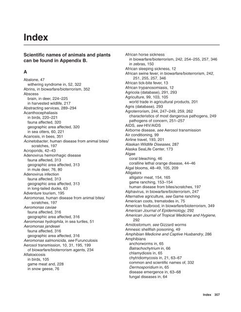 Scientific names of animals and plants can be found in Appendix B. A