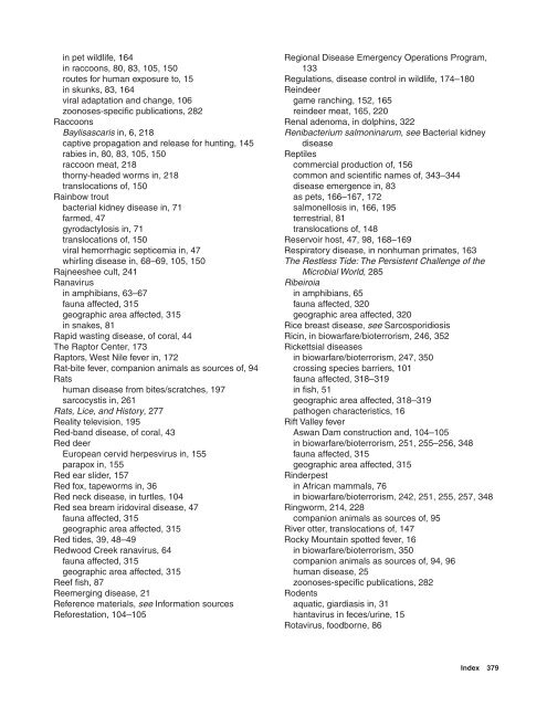 Scientific names of animals and plants can be found in Appendix B. A