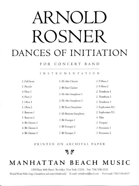 Rosner - Dances of Initiation, op. 98