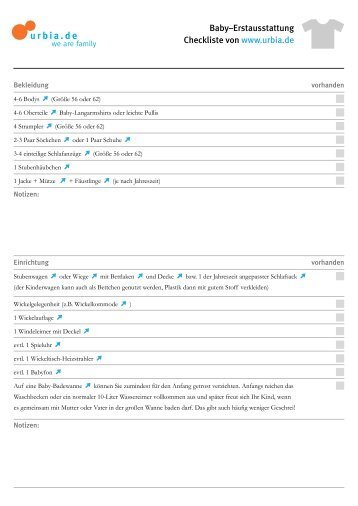 BabyâErstausstattung Checkliste von www.urbia.de