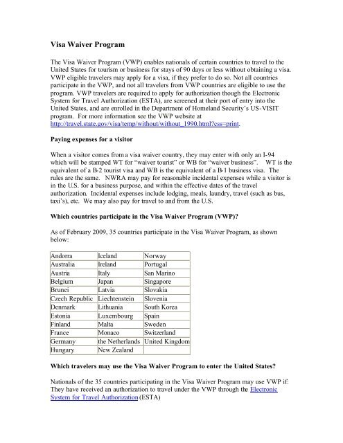 Visa Waiver Program Pdf