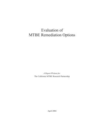 Evaluation of MTBE Remediation Options - National Water ...