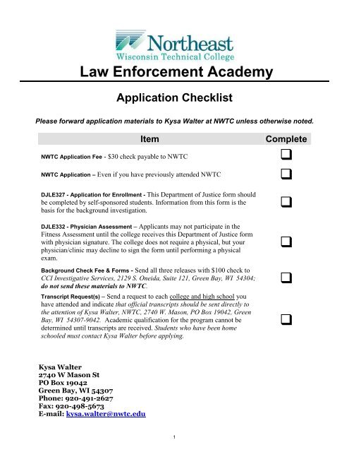 NWTC Law Enforcement Academy - Northeast Wisconsin Technical ...