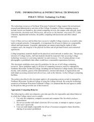 Technology Use Policy - Northeast Wisconsin Technical College