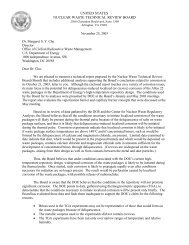 Board letter to Dr. Margaret Chu - US Nuclear Waste Technical ...