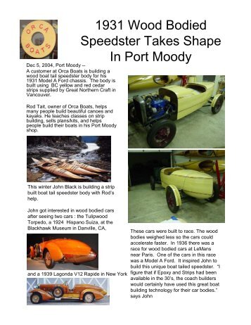 Orca Boats Press Release - Northwest Vintage Speedsters