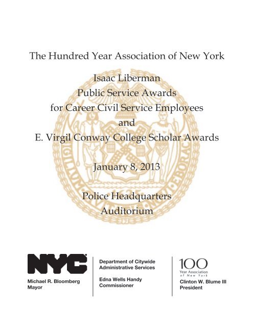 Isaac Liberman Public Service Awards for Career Civil - NYC.gov