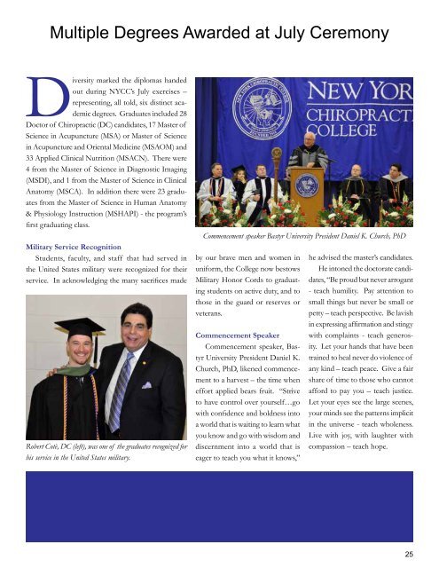 July - August 2012 (PDF Version) - New York Chiropractic College