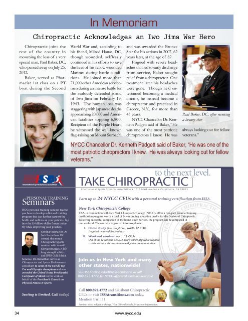 July - August 2012 (PDF Version) - New York Chiropractic College