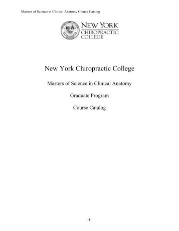 Course Catalog - New York Chiropractic College