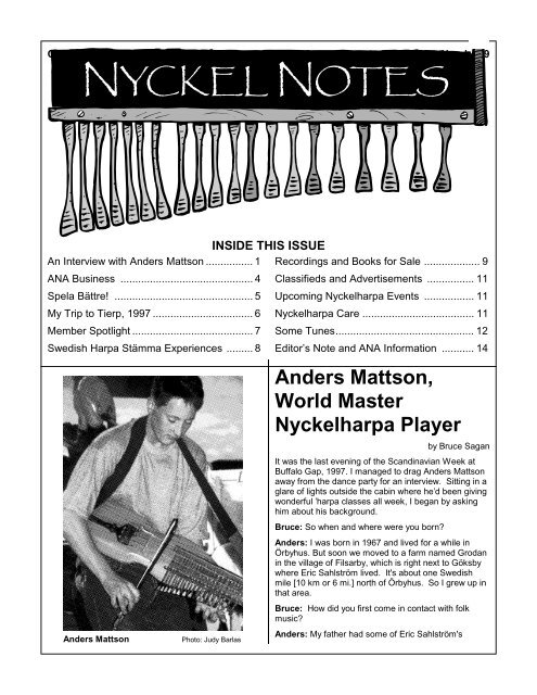 Anders Mattson, World Master Nyckelharpa Player - American ...