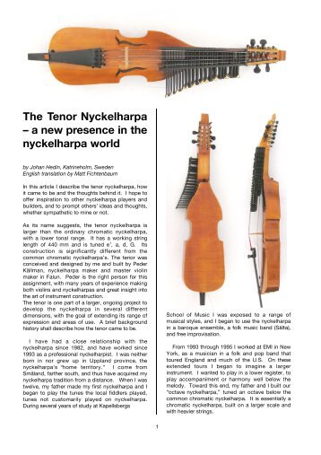 The Tenor Nyckelharpa â a new presence in the nyckelharpa world