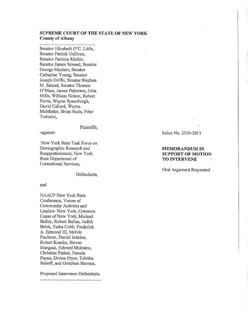 Memo in Support of Motion to Intervene (PDF) - New York Civil ...