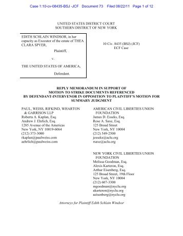 Plaintiff's Reply Memo in Support of Motion to Strike (PDF)