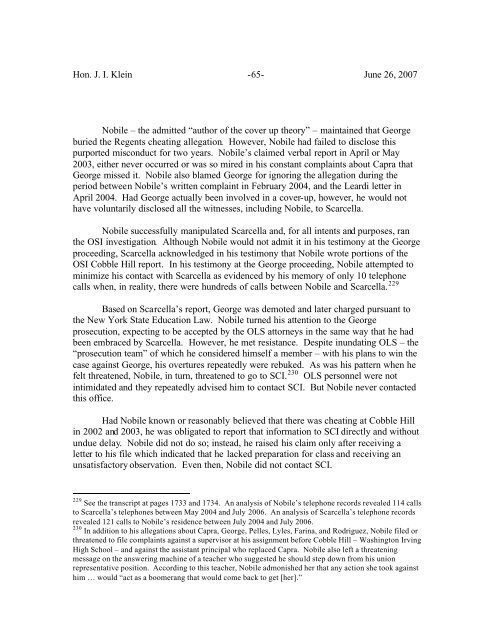 Cobble Hill letter to klein - Special Commissioner of Investigation