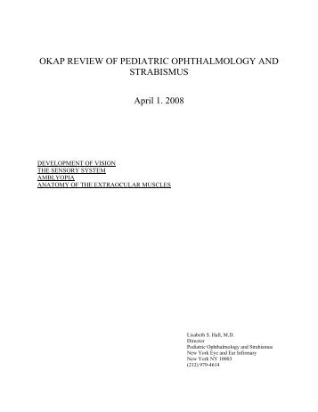 OKAP REVIEW OF PEDIATRIC OPHTHALMOLOGY AND ...