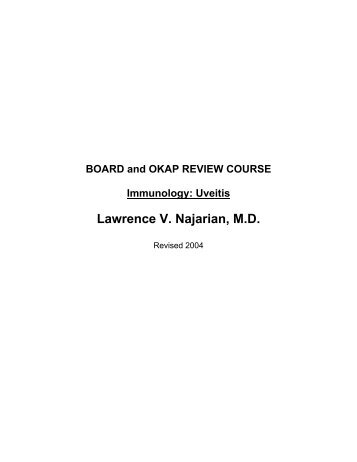 BOARD and OKAP REVIEW COURSE Immunology: Uveitis