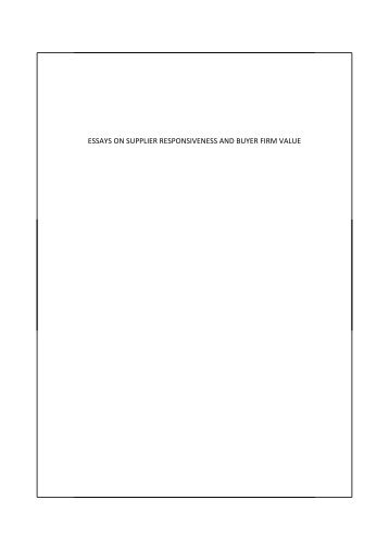 Essays on supplier responsiveness and buyer firm value - Nyenrode ...