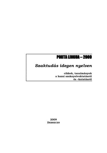 PORTA LINGUA â 2009 Szaktudis idegen nyelven - BME GTK ...