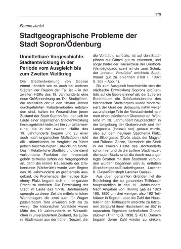 Stadtgeographische Probleme der Stadt Sopron/Ödenburg