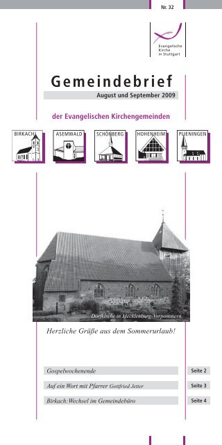 Gemeindebrief Evangelische Kirchengemeinde Plieningen
