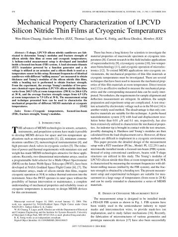 Mechanical Property Characterization of LPCVD Silicon Nitride Thin ...