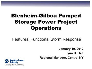 Blenheim-Gilboa Pumped Storage Power Project Operations
