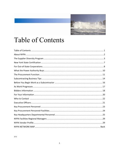 Table of Contents - New York Power Authority