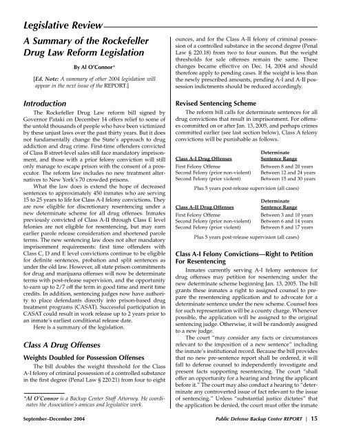 Rockefeller Drug Laws Sentencing Chart