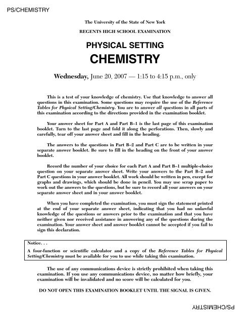 Physical Setting Chemistry Examination