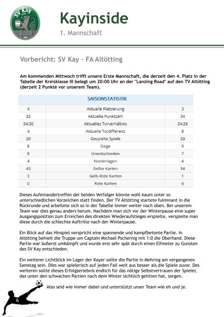 Kayinside SV Kay - TV Altötting - TuS Garching