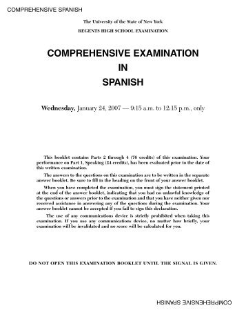 COMPREHENSIVE EXAMINATION IN SPANISH