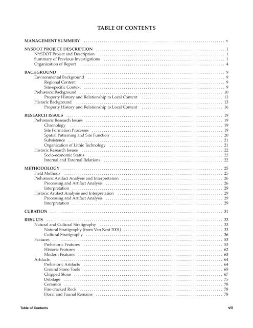 Cultural Resources Data Recovery Report of the Schoharie Creek II ...