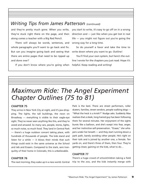 Excerpt of "Maximum Ride: The Angel Experiment" - New York Times